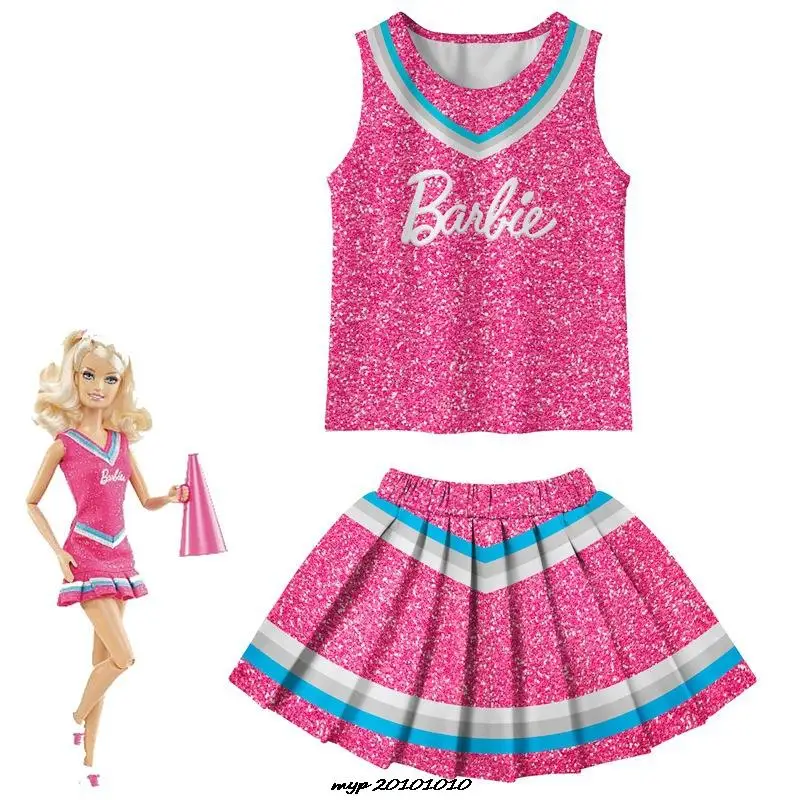 Disfraz de Cosplay para niños y niñas, traje de Barbie, película, fiesta de cumpleaños, vestido de princesa rosa, Halloween, Carnaval, conjuntos de