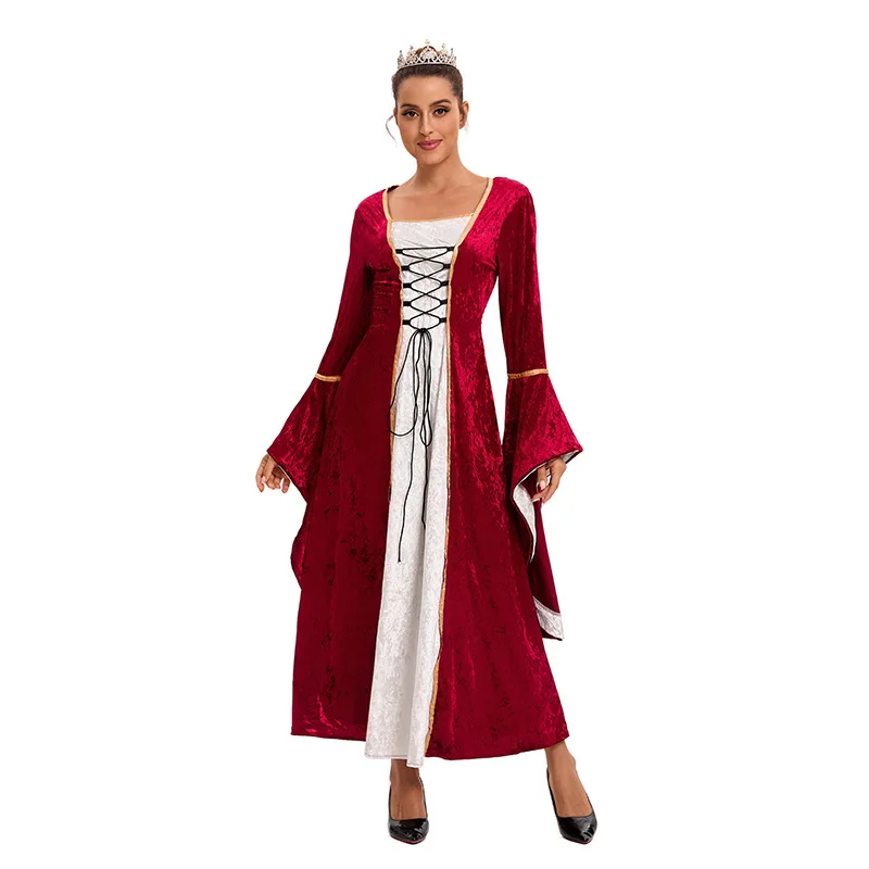 Medieval Renaissance Long Gown Queen Adult loween Stage Performance Costume Vintage Court Dr Ele Women's Faion