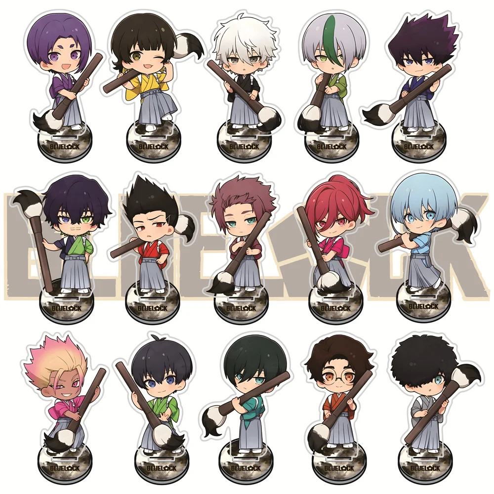 Blue Lock 10cm Calligraphy Themed Acrylic Stand Figures Keychain Anime Collectible Standee, Desk Decor Gift for Fans