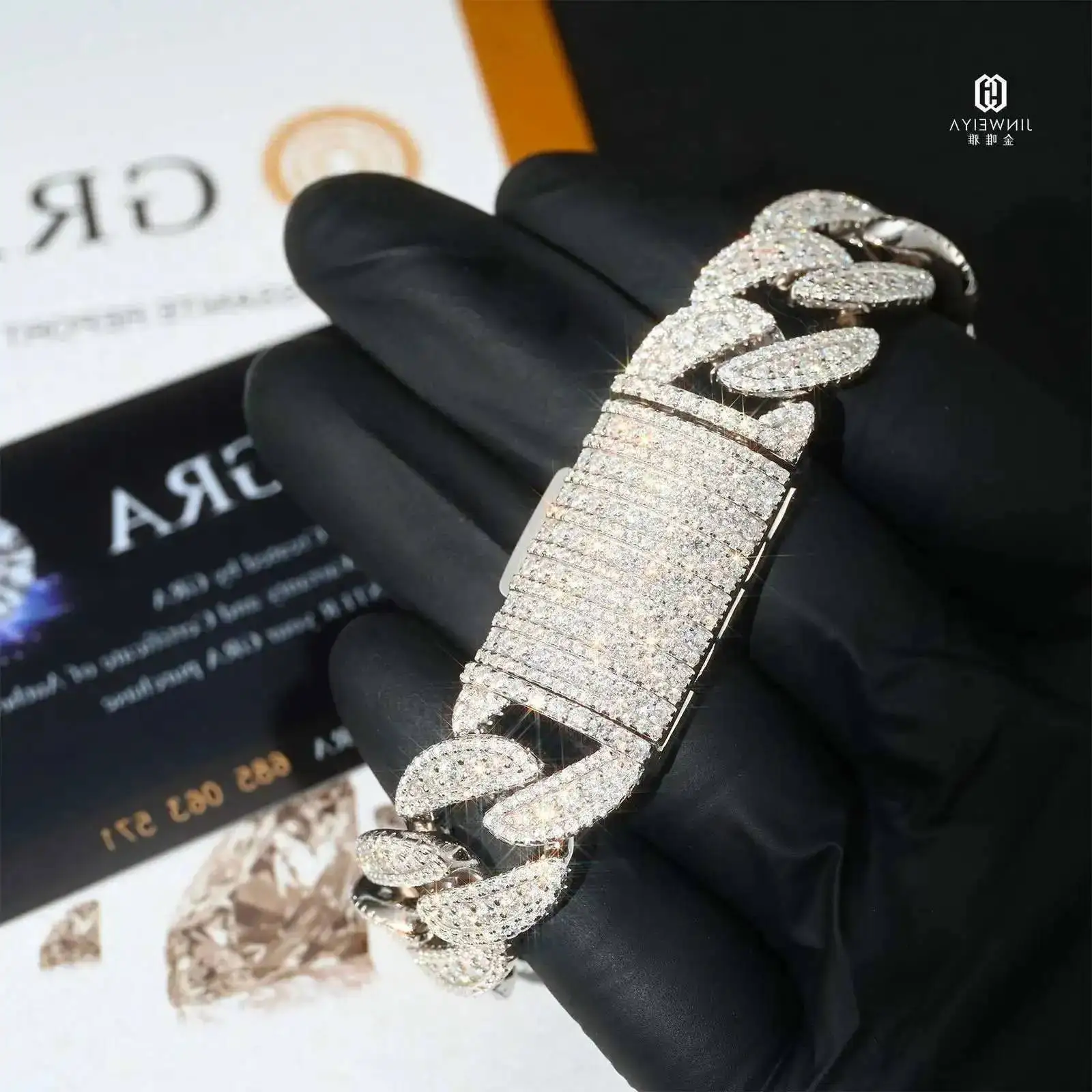 

Роскошное ожерелье шириной 18 мм, большая серебряная цепочка 925 пробы, большое ожерелье на заказ, D-Vvs, муассанитовая большая кубинская цепочка