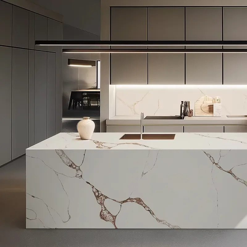 for Runpin Calacatta Luxury Artificial Quartz Stone for Kitchen Countertops Bathroom Sinks Living Room Interior Design