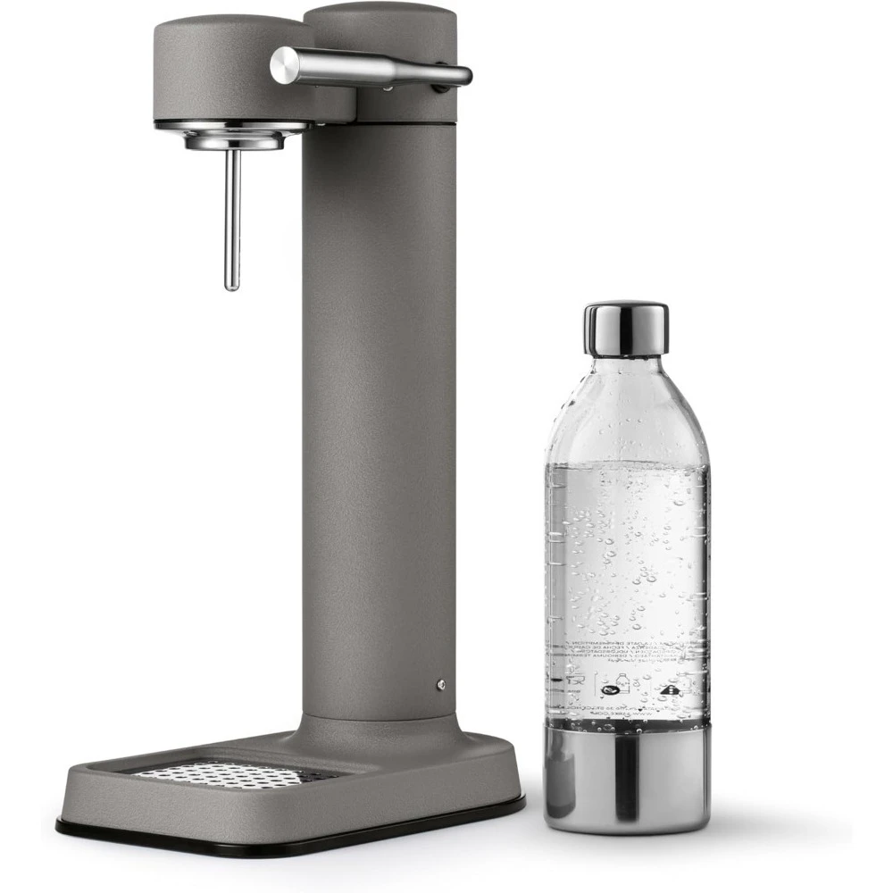 New upgrade Matte Grey,Sparkling & Carbonation Water Machine, Stainless Steel with PET BPA-Free Reusable Bottle Volume 800 mL