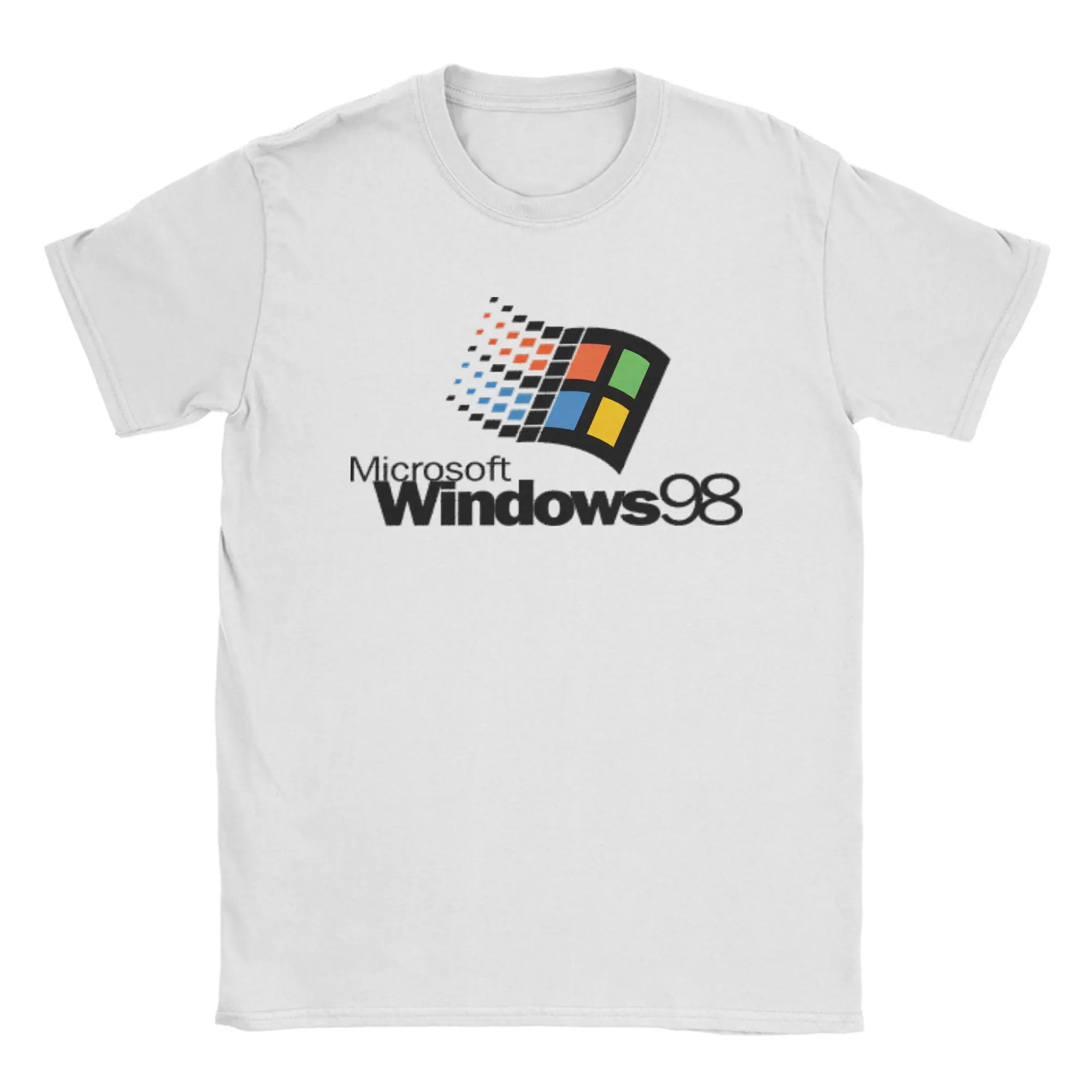 Men Windows 98 stacked logo T Shirts  Cotton Clothes Novelty Short Sleeve O Neck Tees Summer T-Shirt