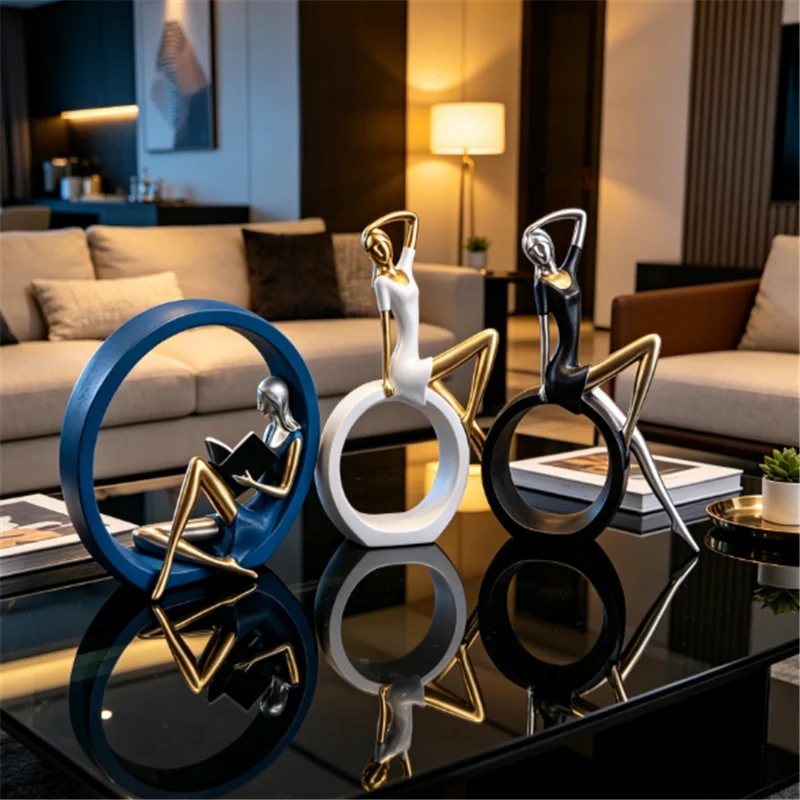 Elegant Women Reading Girl Figurine Art Person Sculpture Statue Home Decoration For Living Room Bedroom Book Shelf TV Cabinet