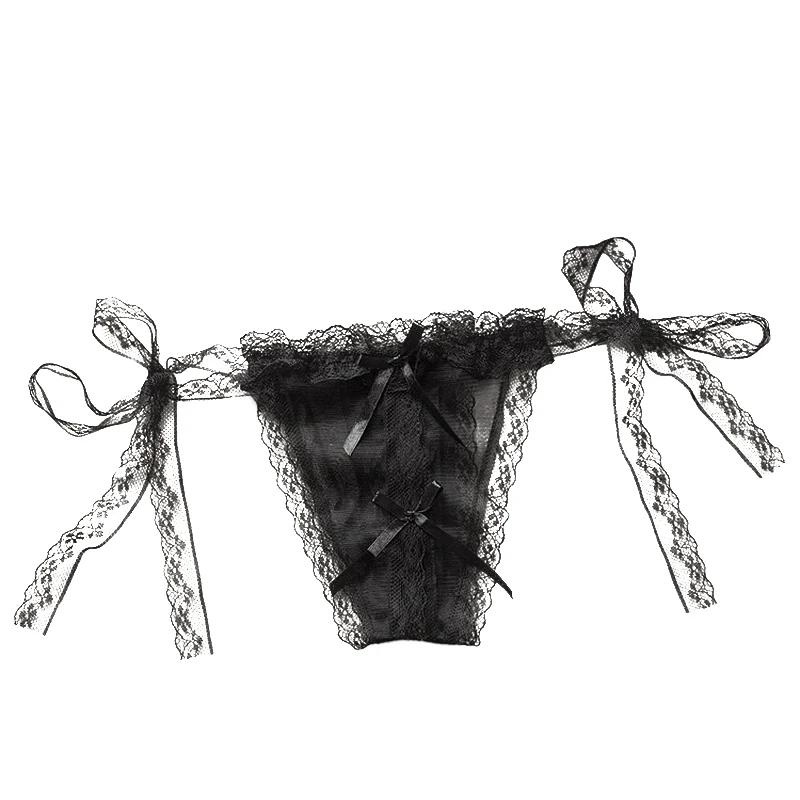

Women's Ultra-thin Jacquard T-pants Sexy Half Wrap Buttocks Briefs See-through Mesh Panties Adjustable Waistband Ladies Knickers