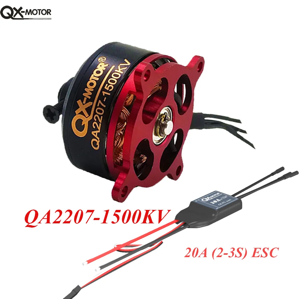 QX-MOTOR QA2207 1500KV Metal Brushless Motor With 20A ESC For rc drone Fixed-wing Aeroplane Airplane KT F3P