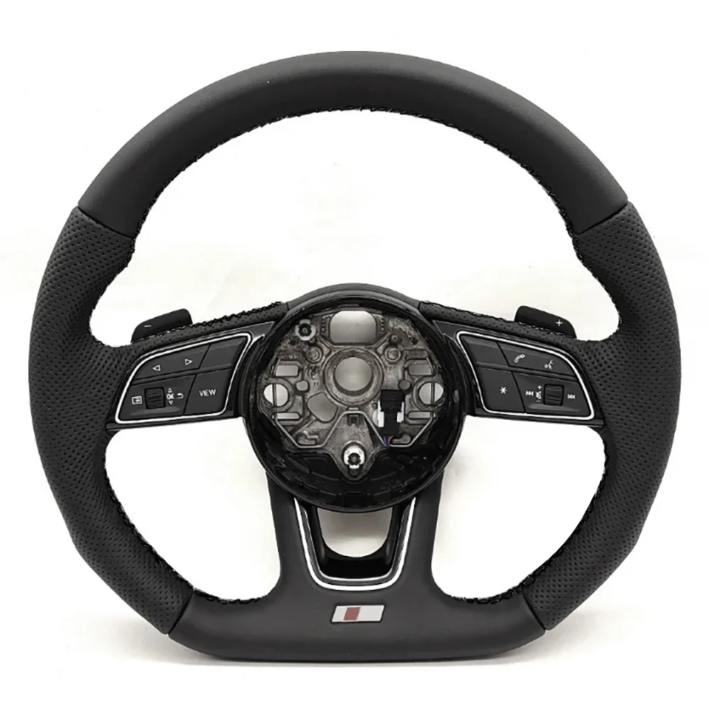 For Audi A3 8Y A4 B9 Perforated Leather Black Stitching RS/S Logo Steering Wheel With Key Frame Assembly