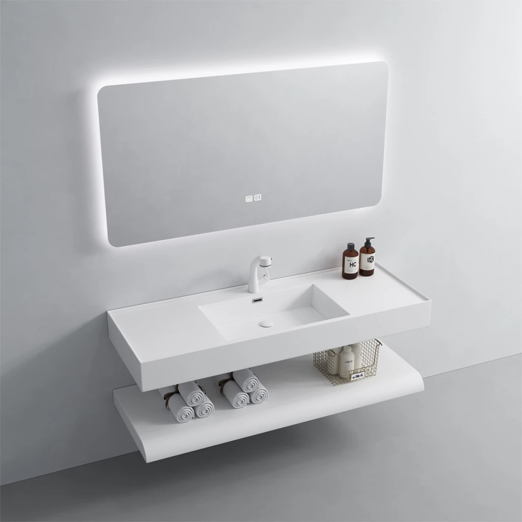 Luxury Modern Hotel-Style Bathroom Vanity Cabinet with Smart Mirror Water Resistant Finish Elegant Design for Villa Use
