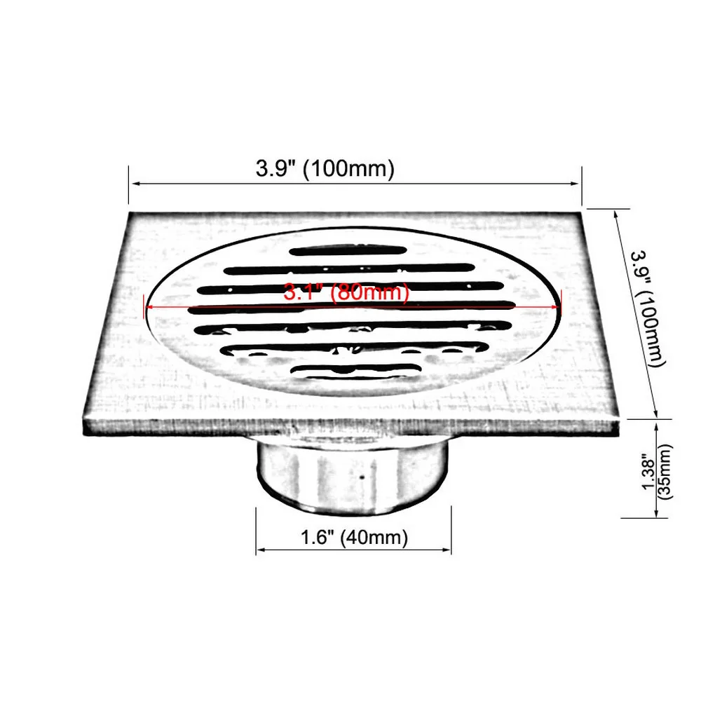 Drains 10x10cm Square Brass Bath Shower Drain Strainer Floor Cover Balcony Deodorant Grate Waste Bathroom Drains Nzh202