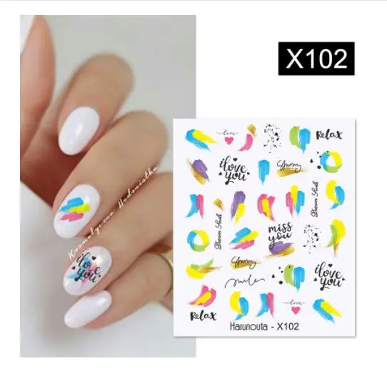 1pc arte abstrata dia dos namorados palavras de amor adesivos de unhas colorido néon pintura a óleo decoração da arte do prego super fino adesivo sliders