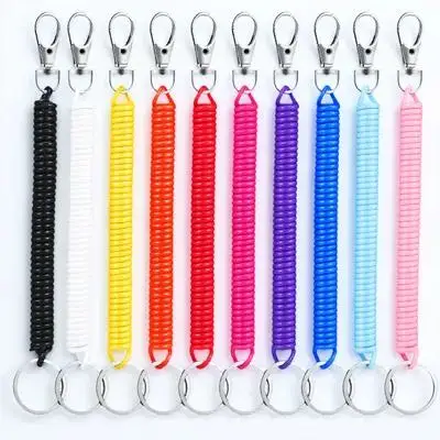 

10 Pcs Spring Keychain Tag Plastic Stretchy Coil Retractable Anti-lost Lanyard Elastic Wrist Nurse Cord Rope