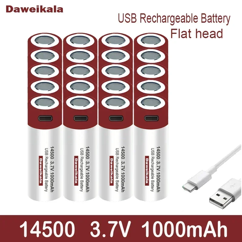 3.7V 14500 3.7V1000mAh lithium-ion battery can quickly charge USB14500 V aa rechargeable battery LED flashlight battery