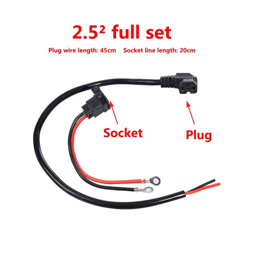4² 6²  C14 Male 3 Pins Mount 11AWG/9AWG AC Inline Plug Set  base 2 Open Wiring Stripped for Car Home