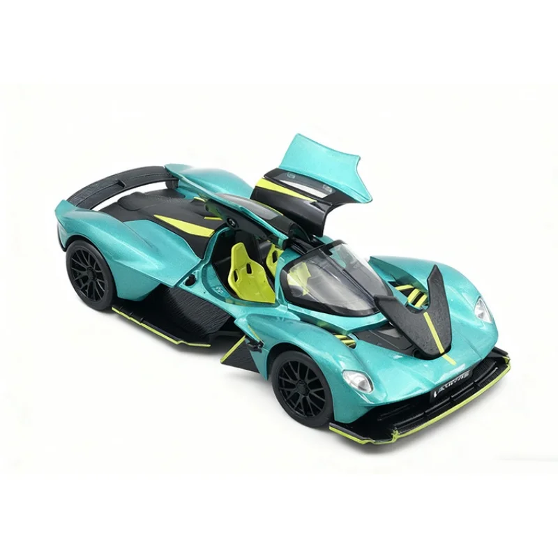 1/23 aston martin valkyrie liga modelo de carro esportivo diecast metal super veículo de corrida modelo de carro som e luz crianças brinquedo presente