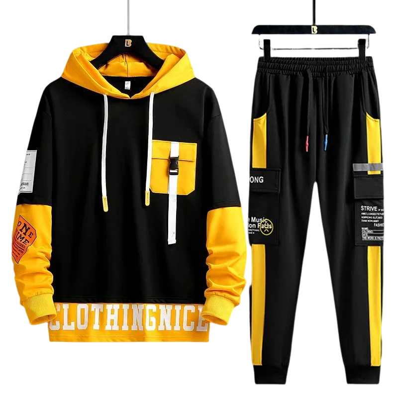 Fashion Men Tracksuit Streetwear Hoodie and Sweatpants Two Piece Set Male Hip Hop Style Outfit Set Sports Suit Trendy Mens Set