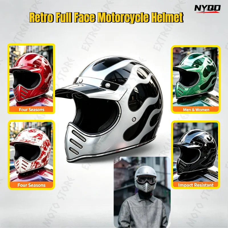 DOT Certification Off-Road Retro Motorcycle Helmet Cruise Tip Small Body Pedal FRP Full-Face Motorcycle Helmet