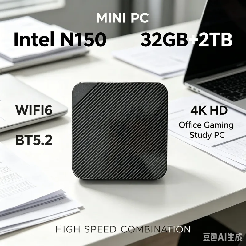 High Speed Mini PC Intel N150 16GB+2TB SSD WiFi 6 HD Display Windows 11 Portable Mini Desktop PC for Work Gaming Study