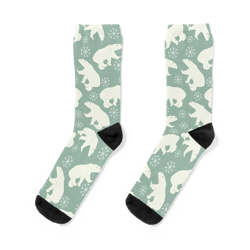 Winter - Adorable Polar Bears and Snowflakes Pattern Socks Wholesale happy funny sock Socks Male Women's