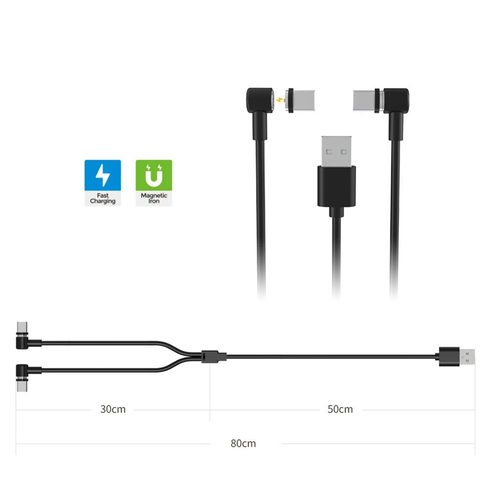 Cable de datos USB magnético 2 en 1 para Switch/PS5, Cable de carga tipo C para PSVR2 Play & Plug, mango de cargador rápido, accesorios de juego