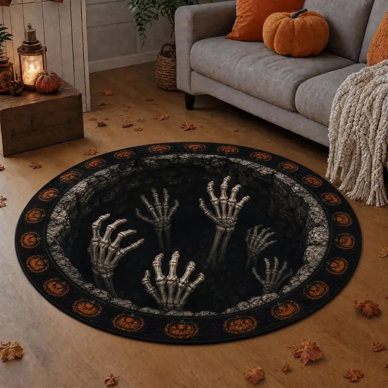 VIKAMA Gothic Visual Effect Carpet Halloween Scary Decoration for Living Room Floor Mat Washable Non Slip Festive Home Decor