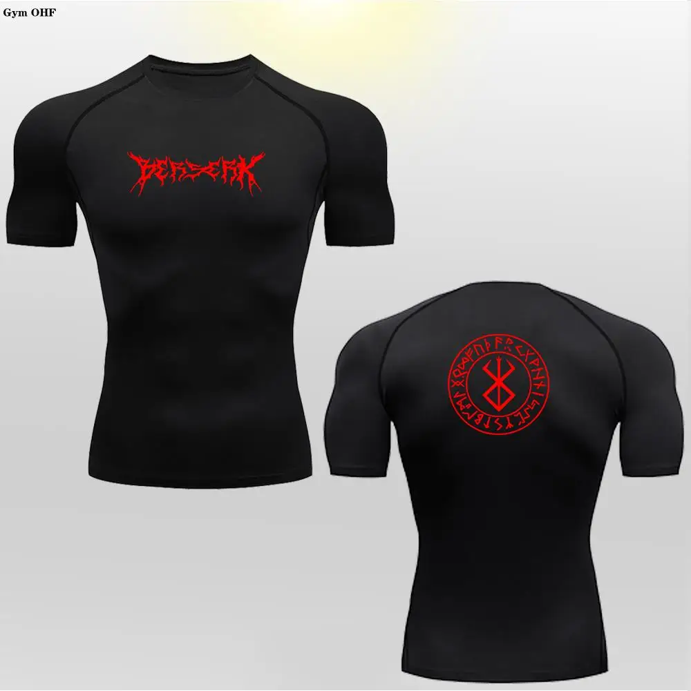 Fitness Sport T-shirty z motywem koszulka kompresyjna z motywem Anime szybkoschnąca koszulka trening gimnastyczny oddychający Top Rashgard MMA