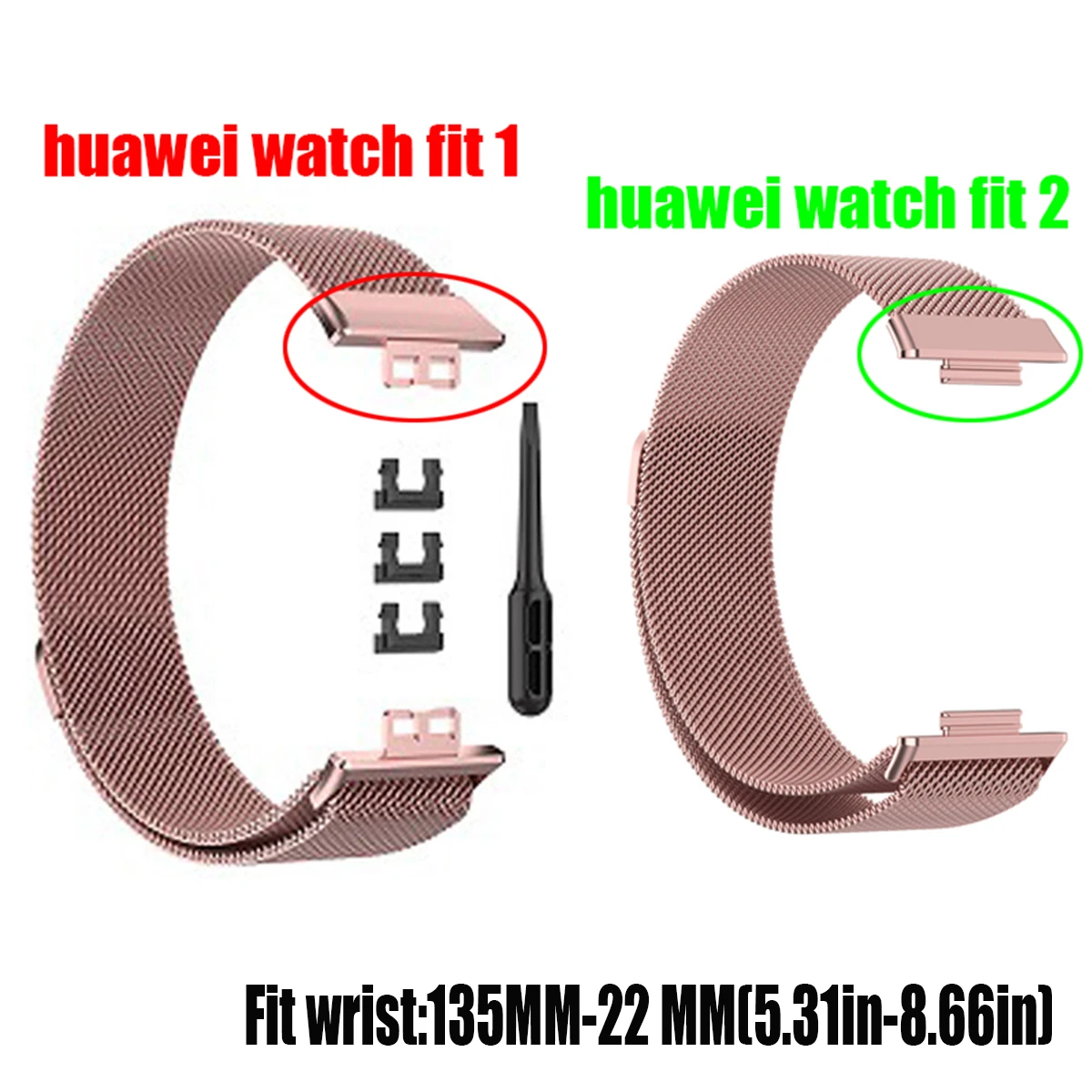 2pcs/set Milanese Loop Band For Huawei Watch FIT5pro/5/4pro/4/3/2/1 Strap Metal Magnetic Bracelet for Huawei Fit 3/4/4pro/5/5pro