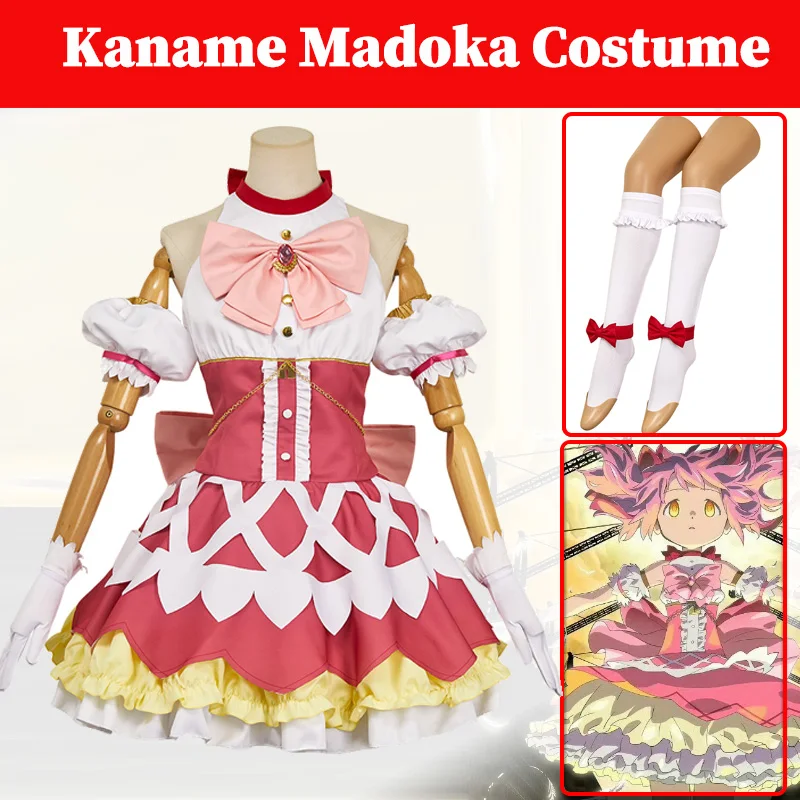 

Anime Magi of Puella Kaname Madoka Cosplay Lolita Dress Costume Socks Bow Tie Set Women Adult Female Halloween Party Suits