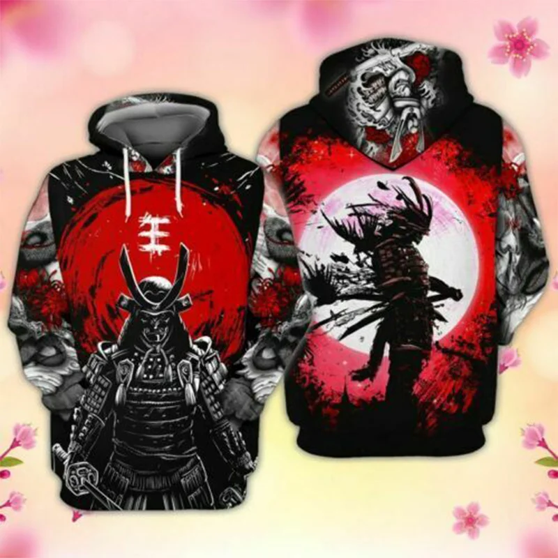 Japanese Samurai 3D Print Hoodie Men Women Casual Streetwear Hoodies Oversized Pullover Hooded Sweatshirts Kids Tops Clothing