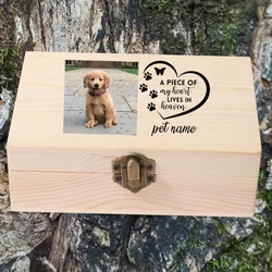 Personalized  Pet's Photo Customize Your Pet Name Cremation Cat Ashes Urn Box Dog Ashes Custom Funeral Box Remains Wood Box