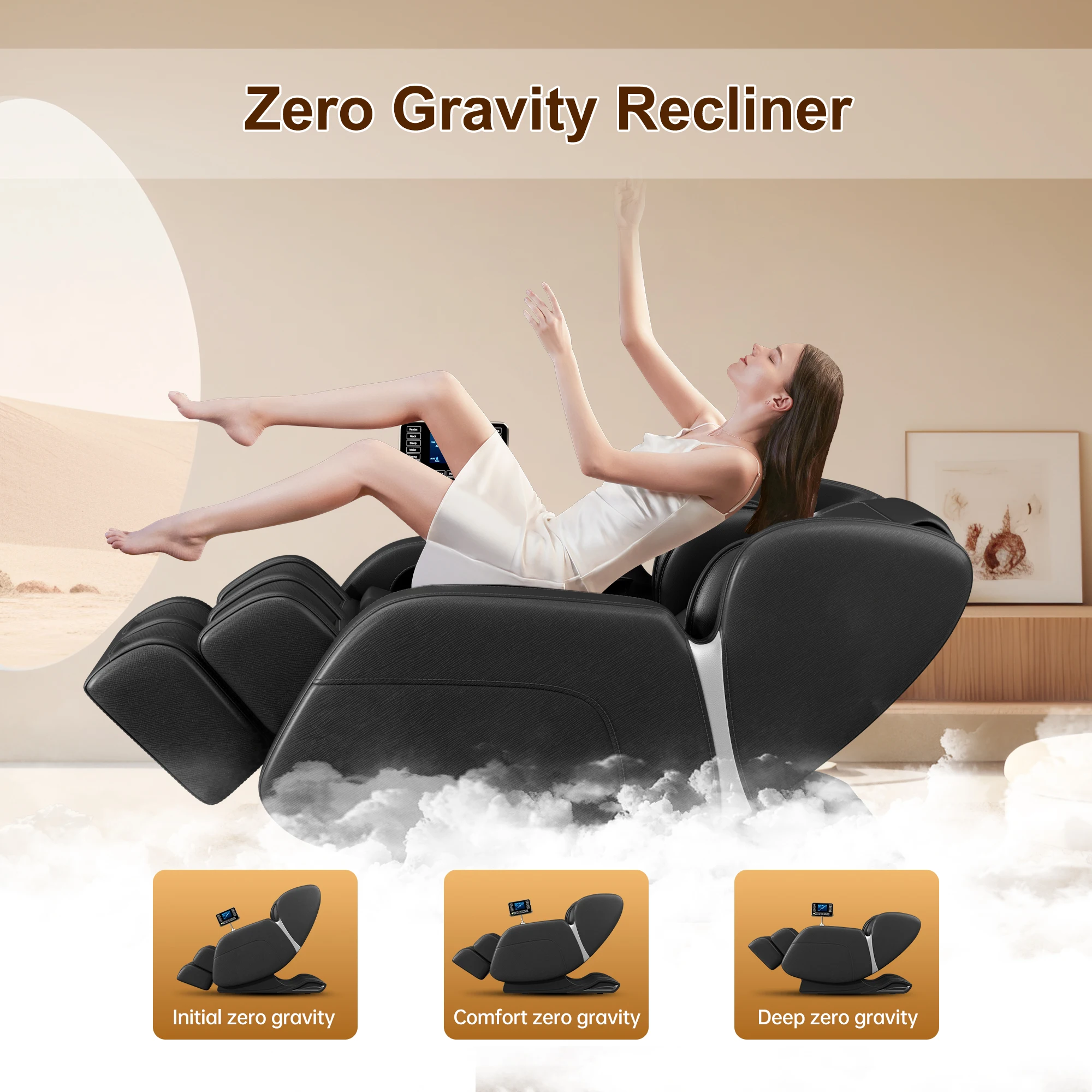 HOMEMASSA Full Body Massage Chair Zero Gravity Mode Deep Tissue Massage Chairs Foot Massage LCD Touch Screen Bluetooth