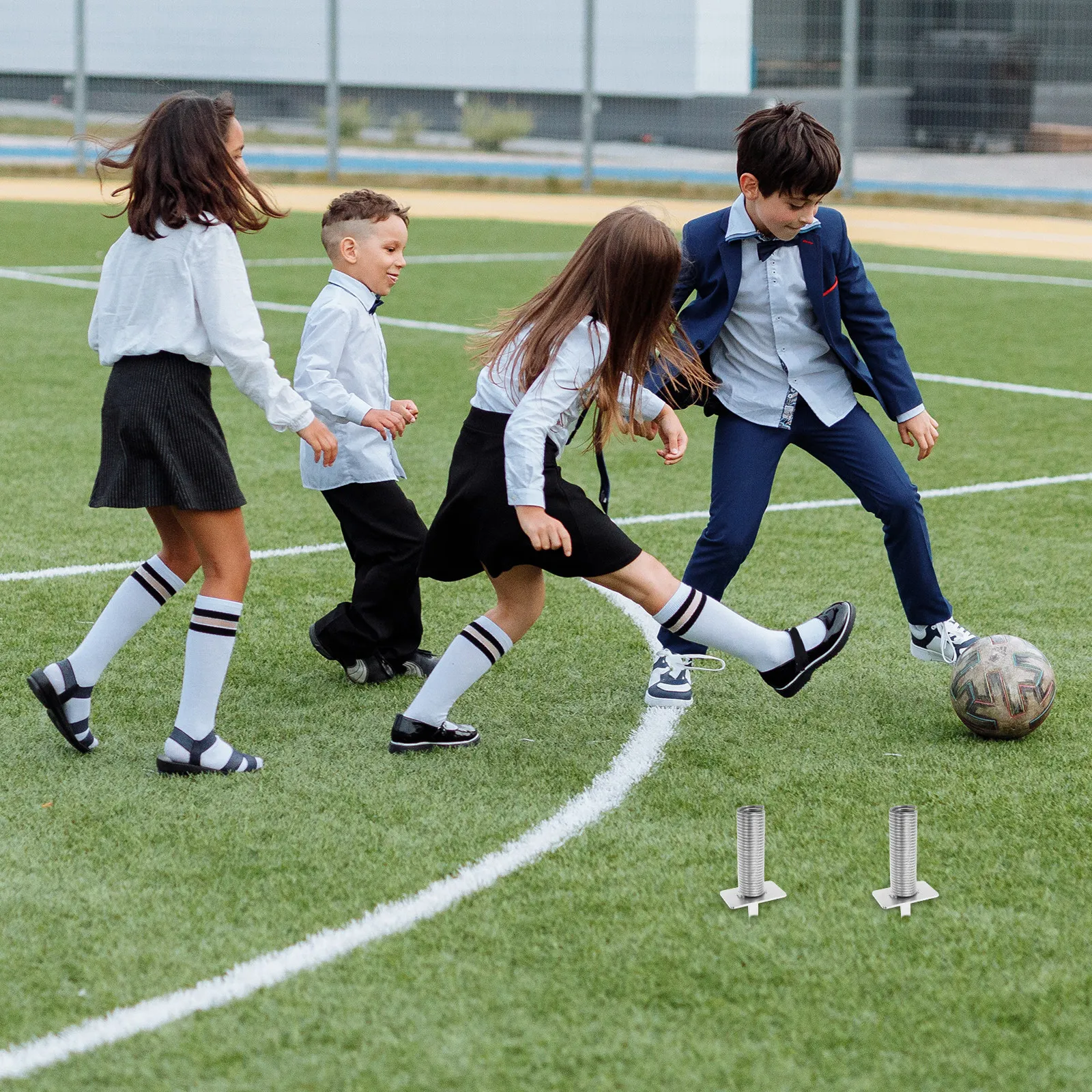 2Pcs Soccer Training Ground Nail Heavy-Duty Iron Flagpole Spike for Football Field Corner Flags Stable Secure Training Game