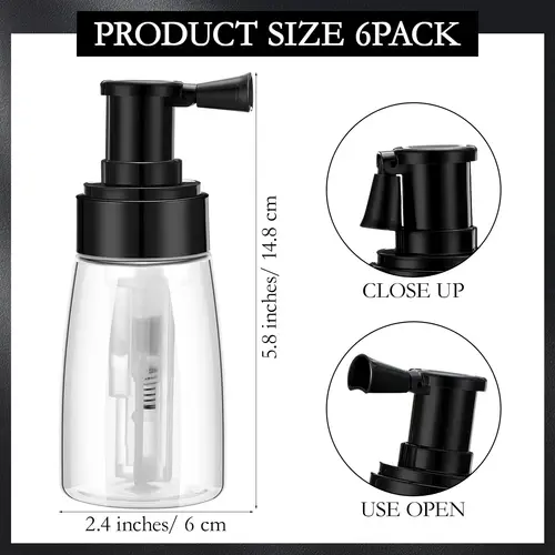 Imagen 2 del producto Atomizador de polvo de 180ml, juego de botellas con pulverizador de viaje, dispensador de loción y emulsión de talco para peluquero, accesorio giratorio para salón, cuidado de belleza, 6 uds.
