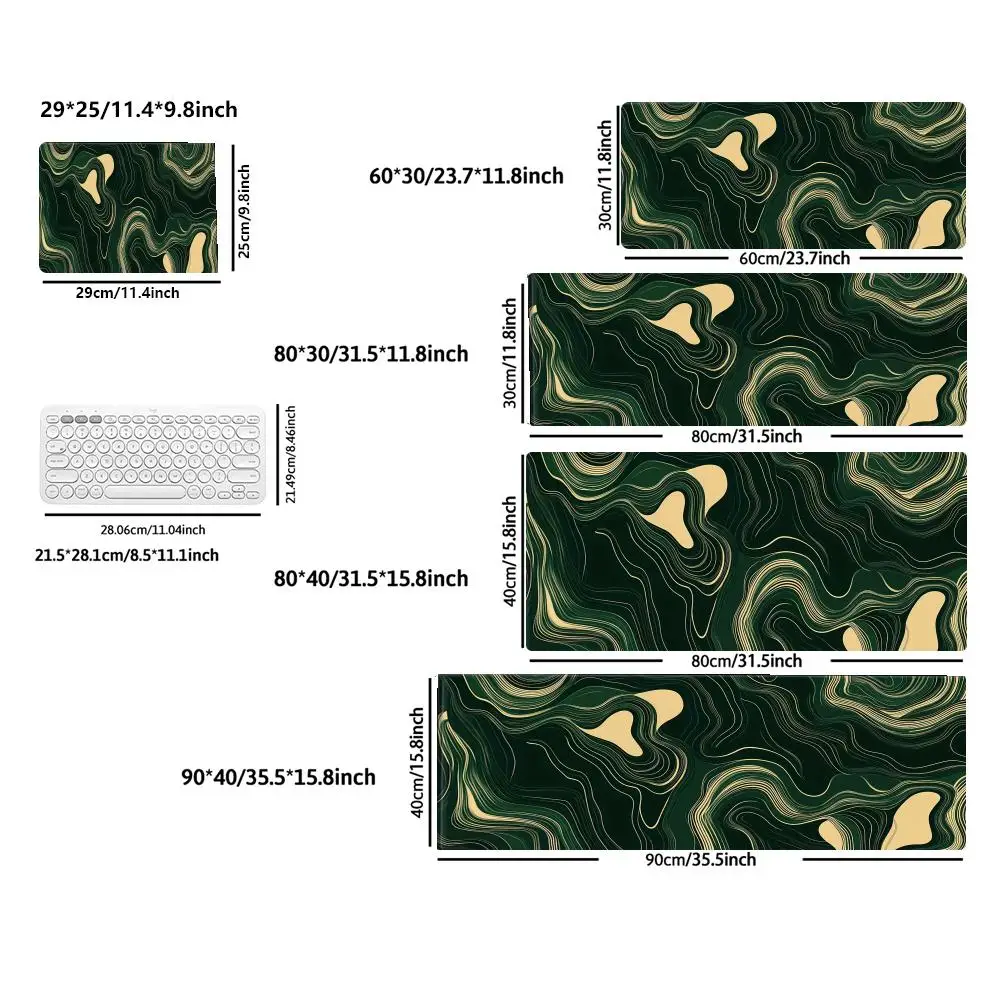 Green Texture Mouse Pad Large Mousemat Computer Gamer Office Stitched Edge Keyboard Desk Mat Washable Non-Slip Long Desk Pads