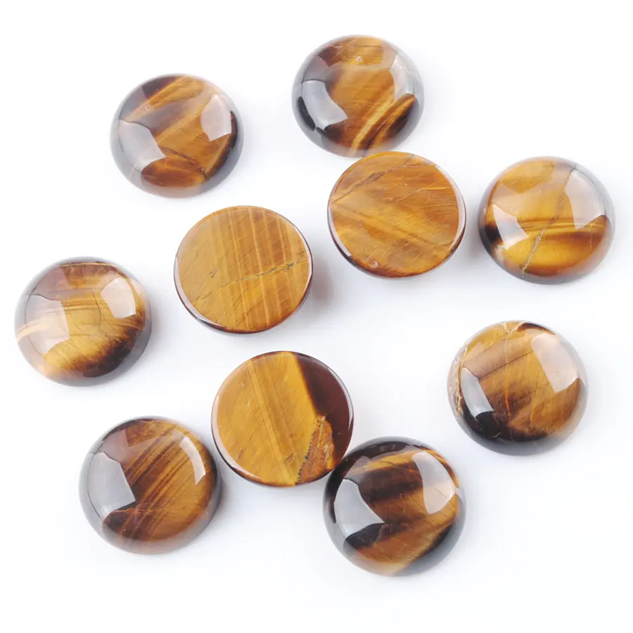 

16mm Natural Tiger's Eye Stone Round Flat Back Cabochons Loose Beads For Woman Men Jewelry Making 20Pcs/Lot TU3202