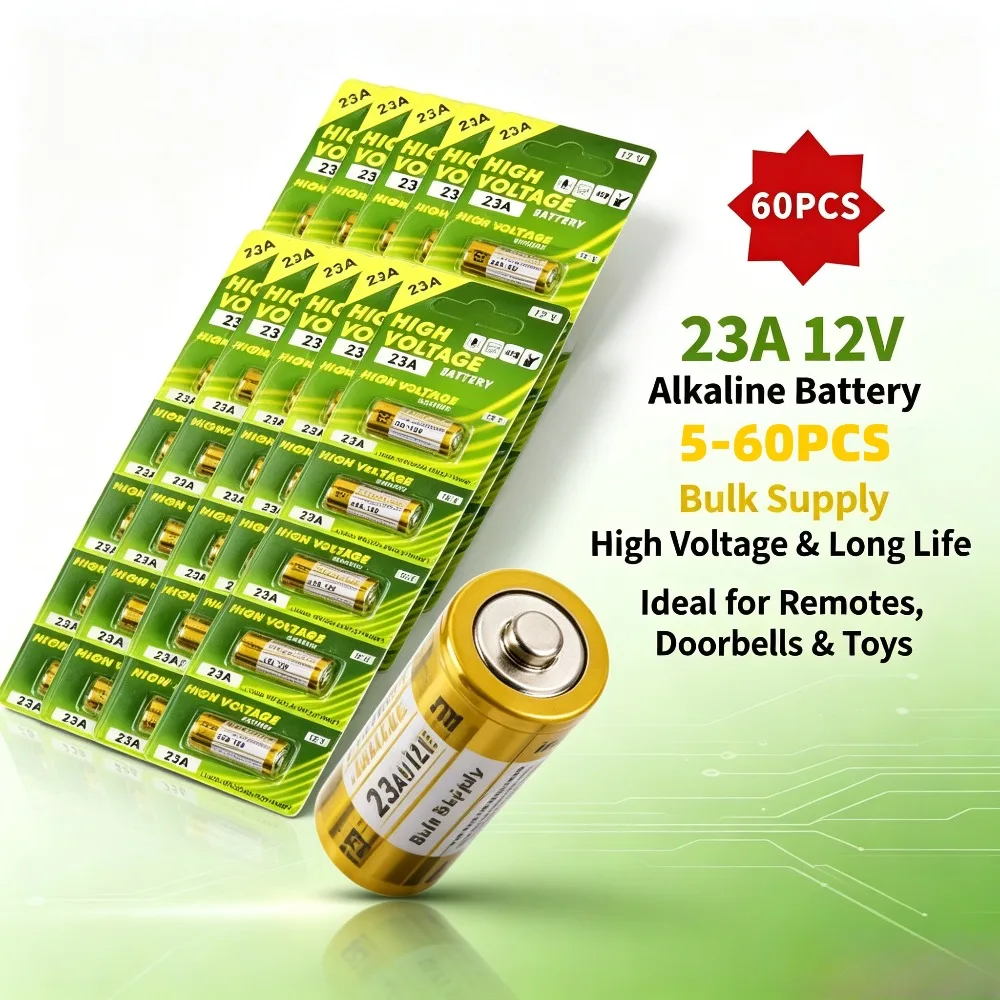 NEW 5-60PCS 12V 23A Alkaline Battery A23 E23A K23A L1028 58mAh for Remote Control, Doorbell, Toys, Flashlight (Premium Quality)