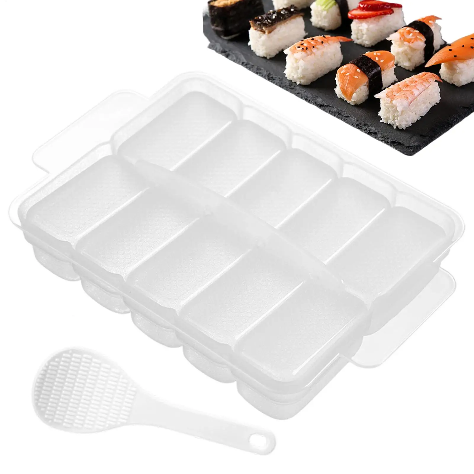 Rice Ball Maker 10 Grids Sushi Mould Transparent Non-stick Rice Ball Mold Household DIY Rice Vegetable Roll Kitchen Tableware