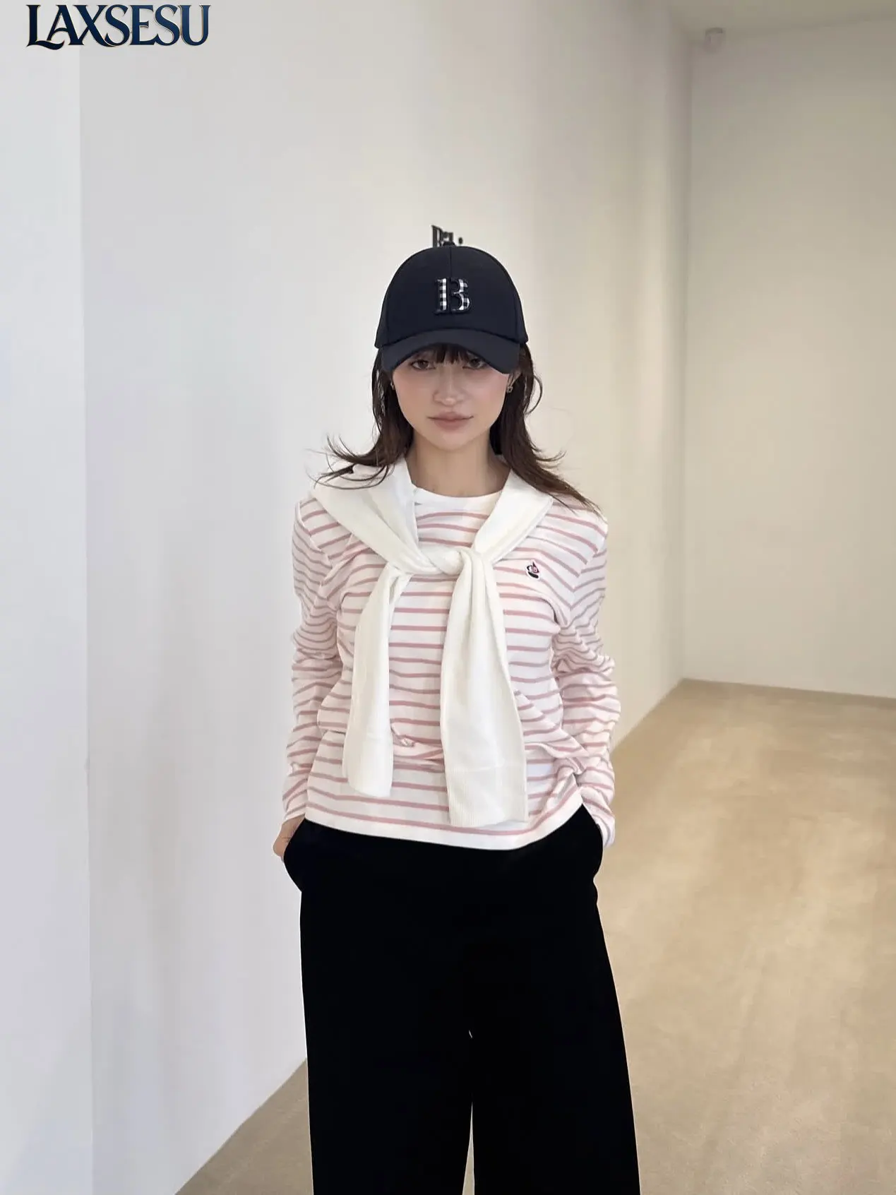 Casual T-shirts Japanese Style Spring Autumn Loose T Shirt Women Sailor Striped Tshirt Girl's Long Sleeve Tops Crew Neck Tees