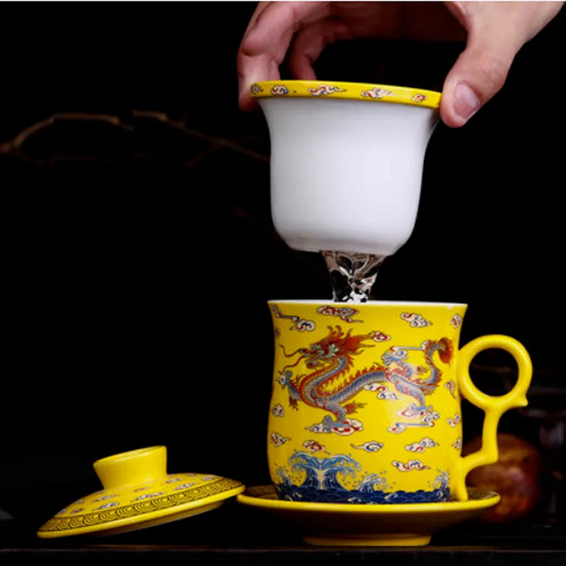 Chinese Jingdezhen Porcelain Tea Cups Coffee Mug Green Tea Flower Tea Infuser