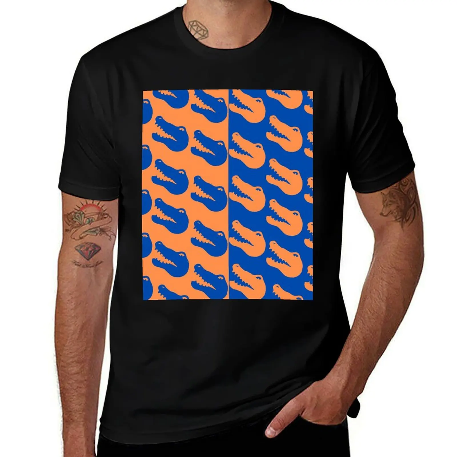 

Orange and Blue Gator Patter T-Shirt blanks cheap stuff plus sizes T-shirts oversize t shirt men