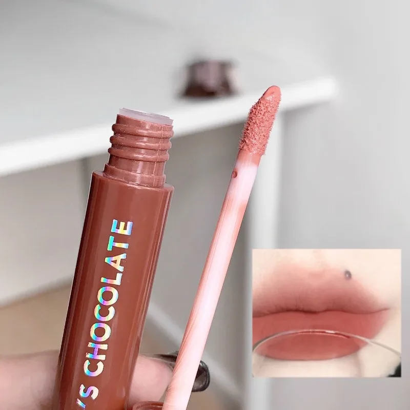 5 Stuks Chocolade Matte Lipgloss Set Natuurlijke Fluwelen Lip Glazuur Aanhoudende Geen Vervagende Rijke Crème Lipsticks Melk Koffie Vloeibare Lip Tint