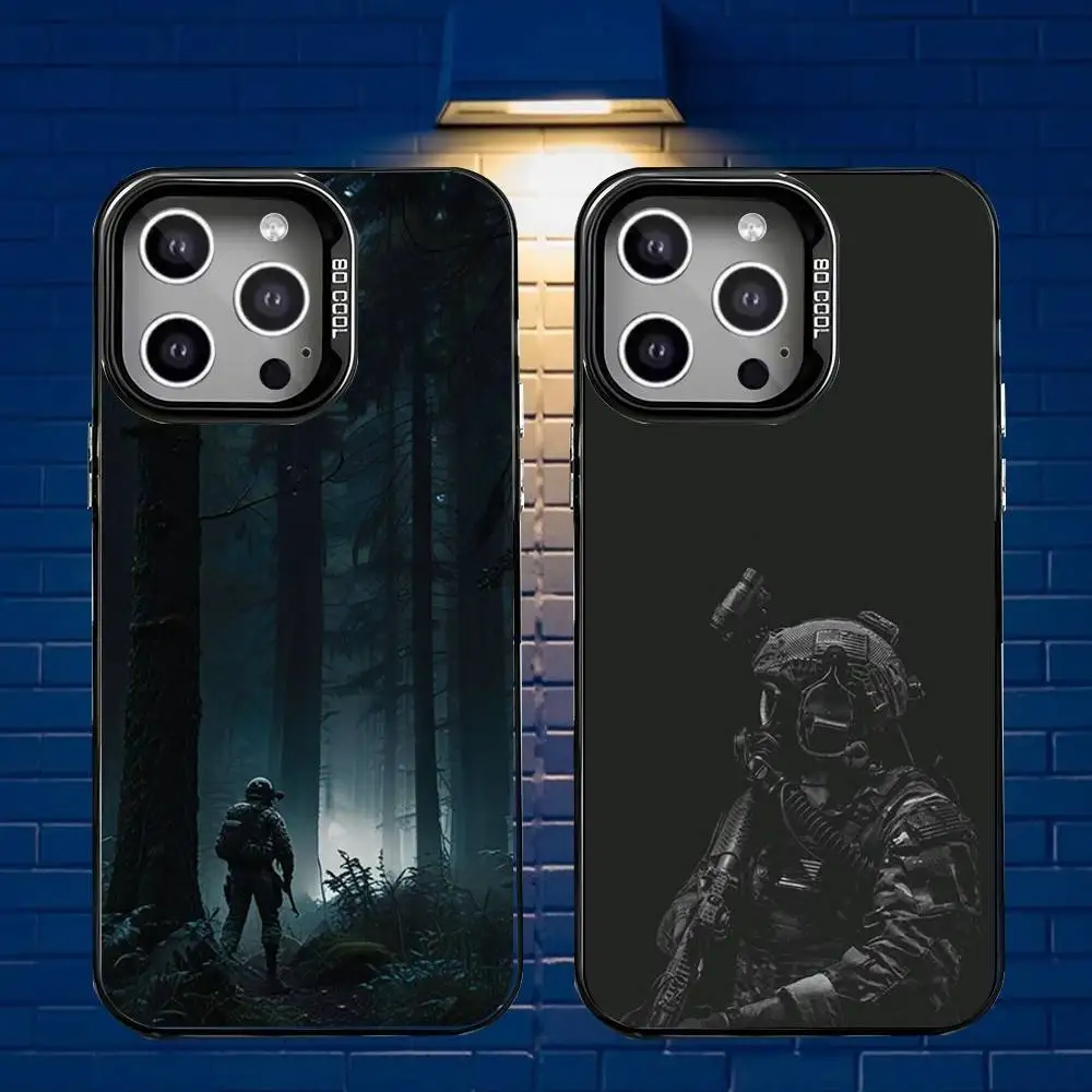 

Military Phone Case For iPhone 16,15,14,13,12,11,Mini,Pro,E,MAX Gray Matte Silicone Black Cover