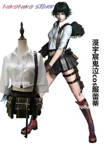 DMC Lady 코스프레 Costume Wig Mary Ann Skirt Devil Hunter May Cry Women Roleplay Wig Halloween Carnival Anime Game Uniform