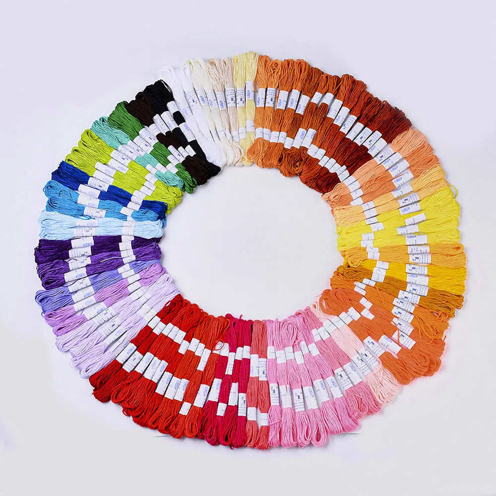 100 Skeins Cotton Embroidery Floss Thread Multi Color Macrame Cross Stitch Thread for Embroidery Bracelet Tassel Craft Jewelry