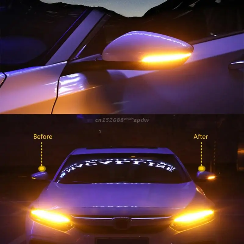 2x Sequential LED Side Mirror Turn Light Warning Strip Tape Safety
