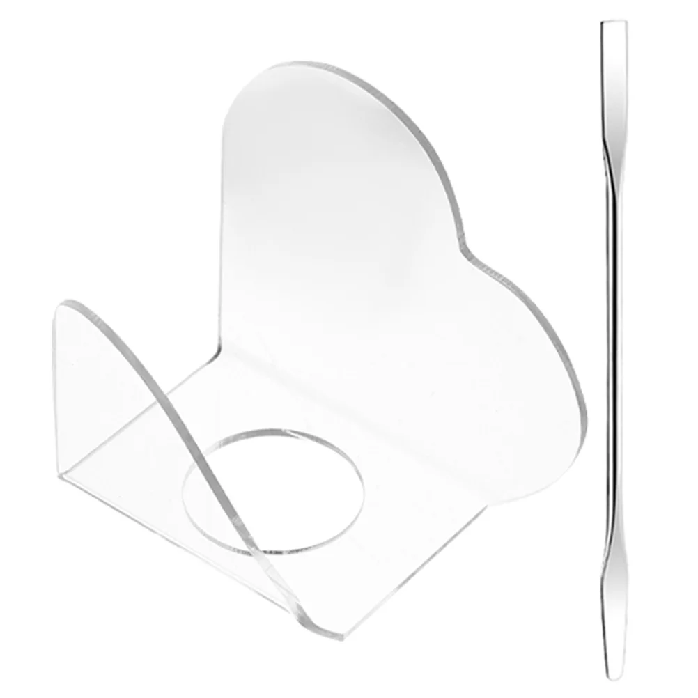 

2 Piece Heart Shaped Acrylic Makeup Mixing Plate Foundation Palette Stainless Steel Spatula Compact Portable Beauty Tool Nail