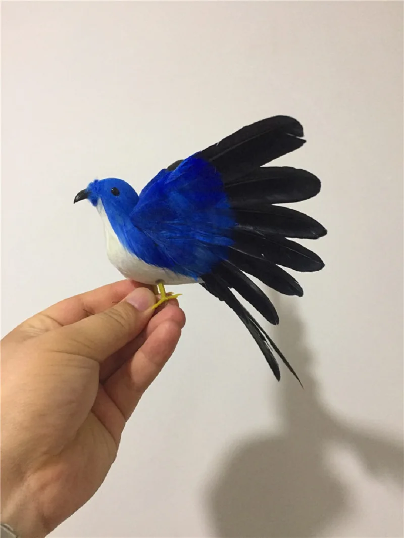 

small simulation wings bird model foam&feathers blue bird doll gift about 12x15cm