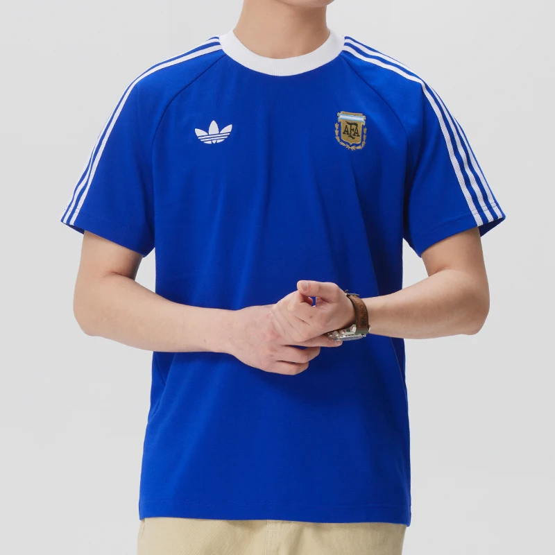 Adidas (Adidas) Trefoil Ropa deportiva para hombre, camiseta de fútbol de manga corta, camiseta de entrenamiento moderna y transpirable, Jz6307