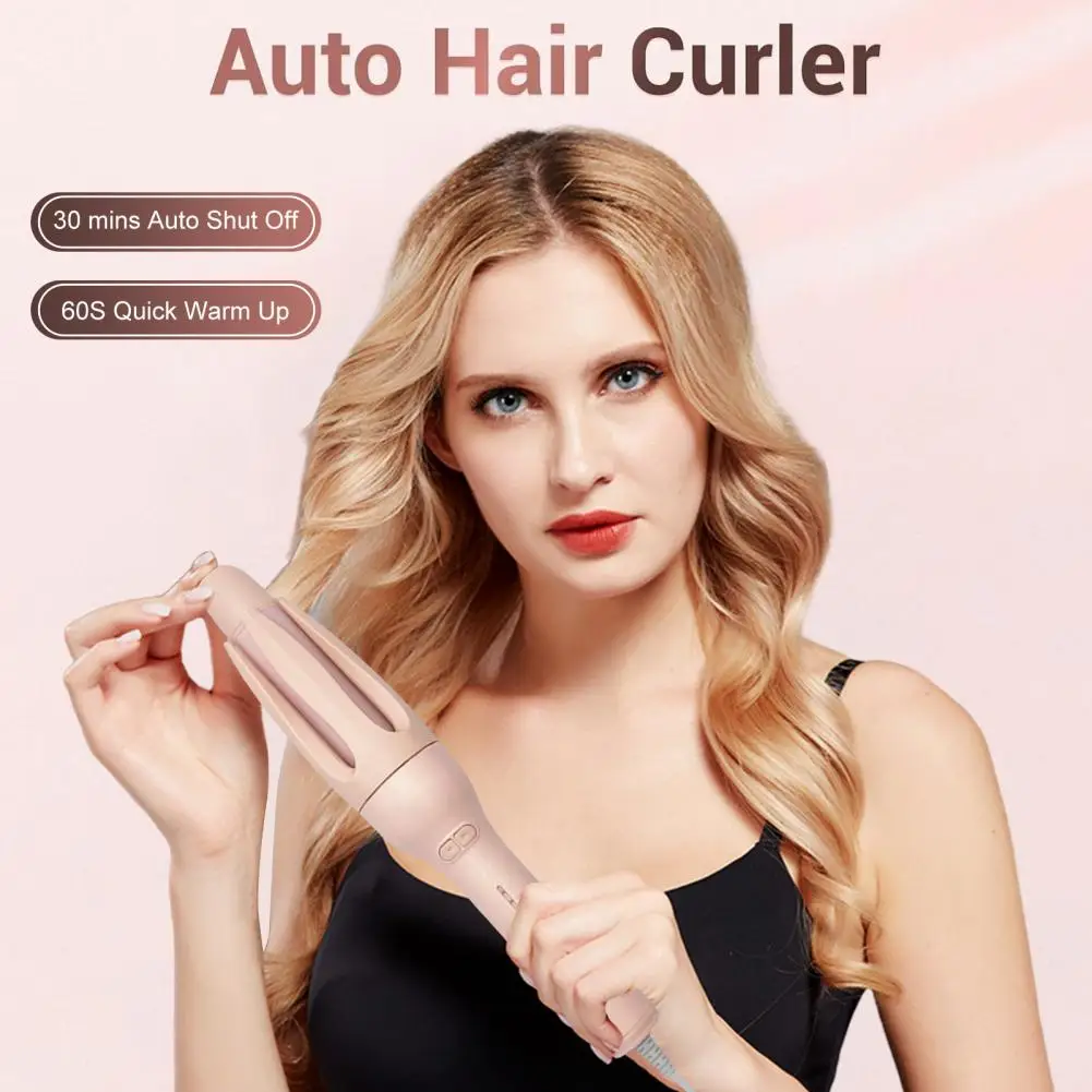 Curling Iron Hair Straightener Automatic Rotary Ceramic Hair Curler Negative Ions Curling Wand Women Hair Styling Tool (US Plug)