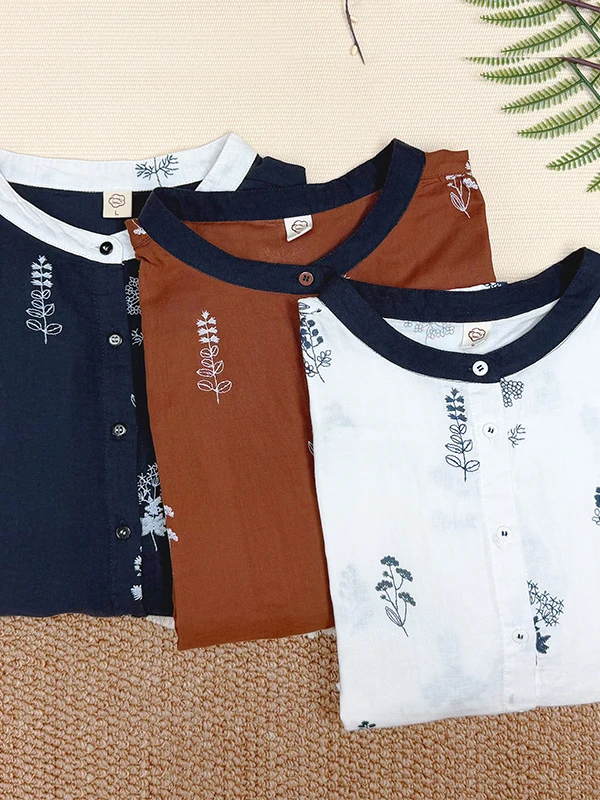 

Loose Fit Double Layer Cotton Shirt round Neck Short Sleeve Printed Casual Top for plus Size Women Summer Slimming Contrast C...