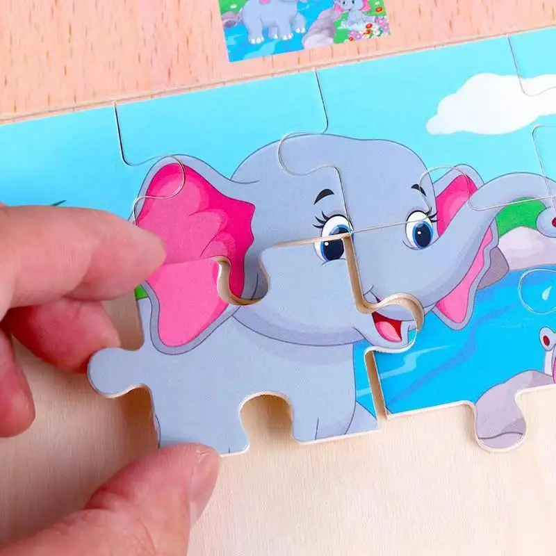 3D Montessori Toys Educational Wooden Toys for Children Early Learning  Cartoon Animal Traffic Puzzle Kids Math Jigsaw